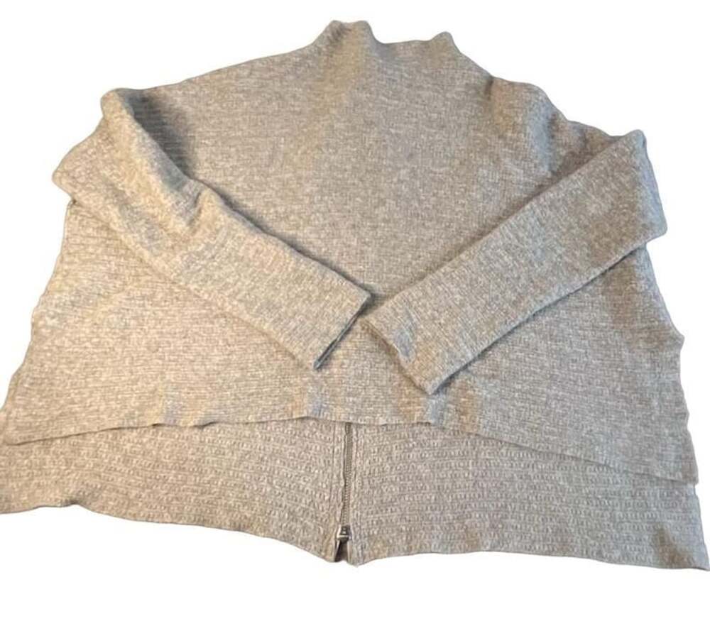 Free People Arctic Fox Mock Neck Exposed Zip Sweater Size S Gray